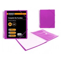 CARPETA ESPIRAL 20 FUNDAS CON SOBRE A4 MORADO POLIPROPILENO INGRAF 332490 (MIN6) (Espera 4 dias)