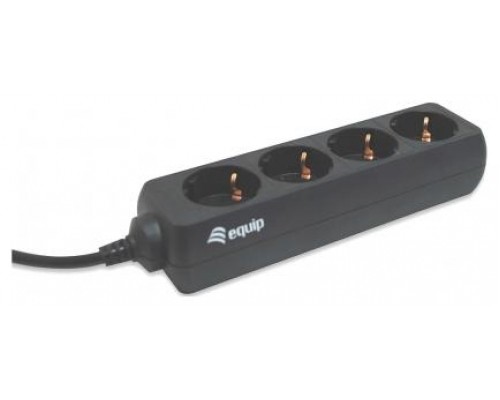 Equip 333281, 1,1 m, Tipo F, Negro, 4 salidas AC, 100