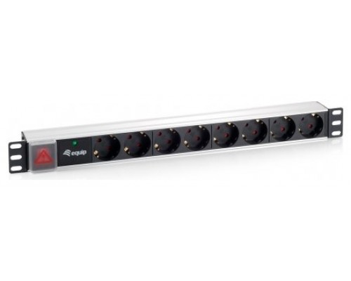 EQUIP REGLETA ALIMENTACION ALUMINIO RACK 19" 1U 8 TOMAS CON INTERRUPTOR