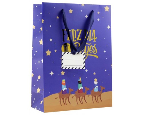 BOLSA PAPEL REYES MAGOS L (32X14X40 CM) FOIL CON TARJETA COLGANTE COLORES SURTIDOS BISMARK 333599 (Espera 4 dias)-SX2 BOLSA PAPEL REYES MAGOS L (32X14X40 CM) FOIL CON TARJETA COLGANTE COLORES SURTIDOS BISMARK 333599 (Espera 4 dias)