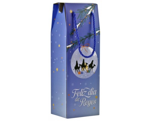 CAJA CON ASA MENSAJES EFECTO MADERA BOTELLERO REYES MAGOS (13X36X10 CM) COLORES SURTIDOS BISMARK 333603 (Espera 4 dias)