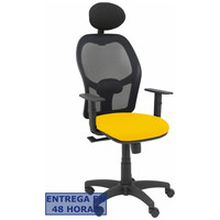 PIQUERAS Y CRESPO Silla Alocen malla negra asiento bali amarillo brazos regulables cabecero fijo