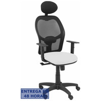 PIQUERAS Y CRESPO Silla Alocen malla negra asiento bali blanco brazos regulables cabecero fijo