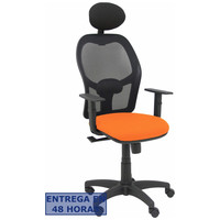 PIQUERAS Y CRESPO Silla Alocen malla negra asiento bali naranja brazos regulables cabecero fijo