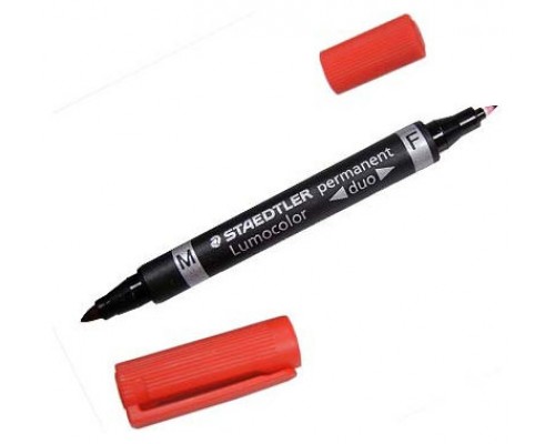 MARCADOR DUO LUMOCOLOR PERMANENTE PUNTAS 0,6/1MM. 1MM. ROJO STAEDTLER 348-2 (MIN10) (Espera 4 dias)