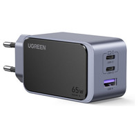 Ugreen Nexode Air 65W sieninis kroviklis, USB + 2x USB-C pilkos spalvos Ordenador port&aacute;til, Tel&eacute;fono m&oacute;vil, Rat&oacute;n, Port&aacute;til, Bater&iacute;a port&aacute;til, Tableta Gris Corriente alterna Carga r&aacute;pida Interior (Es