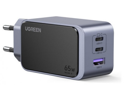 Ugreen Nexode Air 65W sieninis kroviklis, USB + 2x USB-C pilkos spalvos Ordenador portátil, Teléfono móvil, Ratón, Portátil, Batería portátil, Tableta Gris Corriente alterna Carga rápida Interior (Es-SX11 Ugreen Nexode Air 65W sieninis kroviklis, USB + 2x USB-C pilkos spalvos Ordenador portátil, Teléfono móvil, Ratón, Portátil, Batería portátil, Tableta Gris Corriente alterna Carga rápida Interior (Es