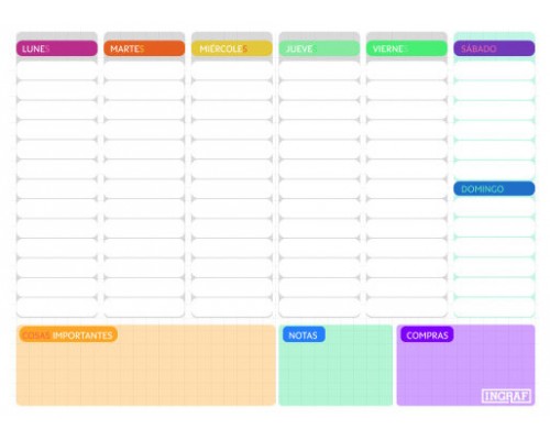 PLANIFICADOR SEMANAL ENCOLADO A4 INGRAF 350988 (Espera 4 dias)