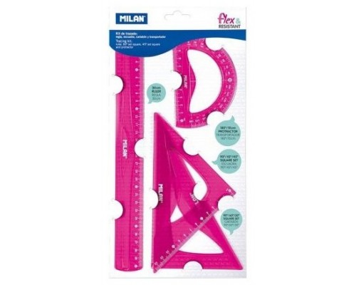 MILAN KIT DE 4 REGLAS FLEX&RESISTANT ROSA TRANSLUCIDO