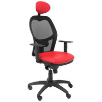 PIQUERAS Y CRESPO Silla Jorquera malla negra asiento similpiel rojo con cabecero fijo