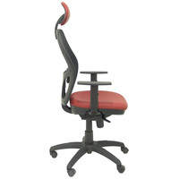 PIQUERAS Y CRESPO Silla Jorquera malla negra asiento similpiel granate con cabecero fijo-23SX PIQUERAS Y CRESPO Silla Jorquera malla negra asiento similpiel granate con cabecero fijo