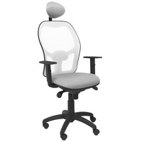 PIQUERAS Y CRESPO Silla Jorquera malla blanca asiento bali gris claro con cabecero fijo-23SX PIQUERAS Y CRESPO Silla Jorquera malla blanca asiento bali gris claro con cabecero fijo