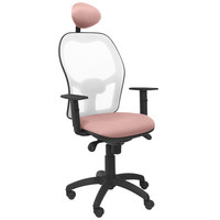 PIQUERAS Y CRESPO Silla Jorquera malla blanca asiento bali rosa palido con cabecero fijo-23SX PIQUERAS Y CRESPO Silla Jorquera malla blanca asiento bali rosa palido con cabecero fijo