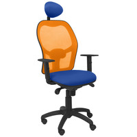 PIQUERAS Y CRESPO Silla Jorquera malla naranja asiento bali azul con cabecero fijo-23SX PIQUERAS Y CRESPO Silla Jorquera malla naranja asiento bali azul con cabecero fijo