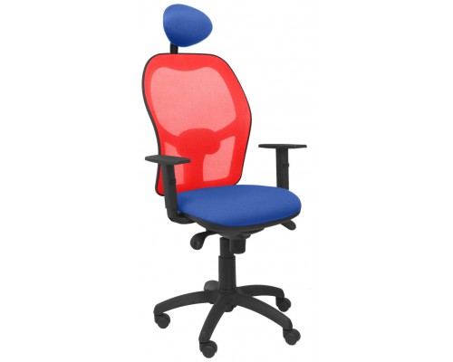 PIQUERAS Y CRESPO Silla Jorquera malla roja asiento bali azul con cabecero fijo