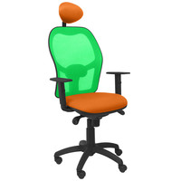 PIQUERAS Y CRESPO Silla Jorquera malla verde asiento bali naranja con cabecero fijo-21SX PIQUERAS Y CRESPO Silla Jorquera malla verde asiento bali naranja con cabecero fijo