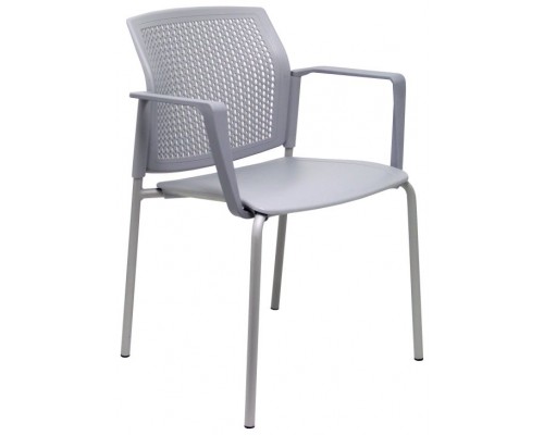 PIQUERAS Y CRESPO Pack 4 sillas Sege PVC gris, chasis gris con brazos ¡Ultimas unidades!!