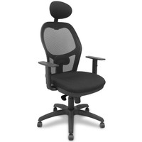 PIQUERAS Y CRESPO Silla Jorquera malla negra asiento bali negro con cabecero fijo y ruedas de parque