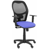 PIQUERAS Y CRESPO Silla Alocen malla negra asiento bali azul claro brazos regulables