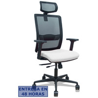 PIQUERAS Y CRESPO Silla Haches traslack malla negra asiento bali blanco brazos 2D ruedas 65mm cabecero regulable