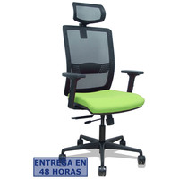 PIQUERAS Y CRESPO Silla Haches traslack malla negra asiento bali pistacho brazos 2D ruedas 65mm cabecero regulable