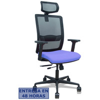 PIQUERAS Y CRESPO Silla Haches traslack malla negra asiento bali azul claro brazos 2D ruedas 65mm cabecero regulable