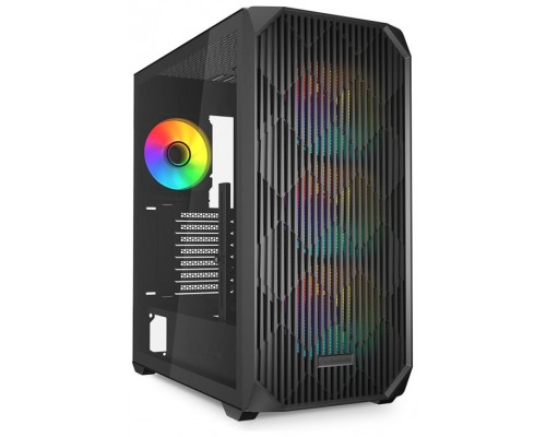 CAJA GAMING SHARKOON AK3 RGB ATX NEGRO 3XVENT 120MM 2XUSB SN FUENTE