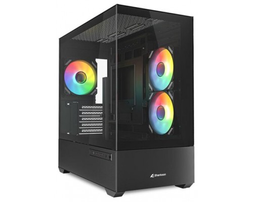 CAJA GAMING mATX SHARKOON MK6 RGB 3XVENT 120MM 2XUSB SN FUENTE NEGRO