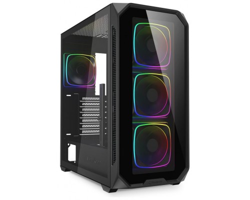 CAJA GAMING SHARKOON AK5G RGB ATX NEGRO 4XVENT 120MM 3XUSB SN FUENTE