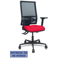 PIQUERAS Y CRESPO Silla Bormate asincro malla negra asiento bali rojo brazos 2D ruedas 65mm