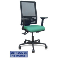 PIQUERAS Y CRESPO Silla Bormate asincro malla negra asiento bali verde esmeralda brazos 2D ruedas 65mm