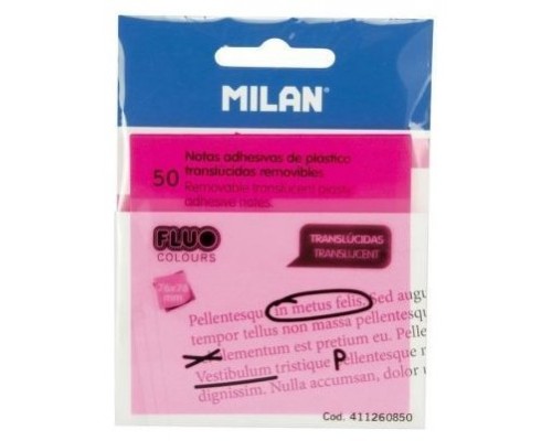 MILAN NOTAS ADHESIVAS 50 HOJAS 76X76MM TRANSLUCIDAS