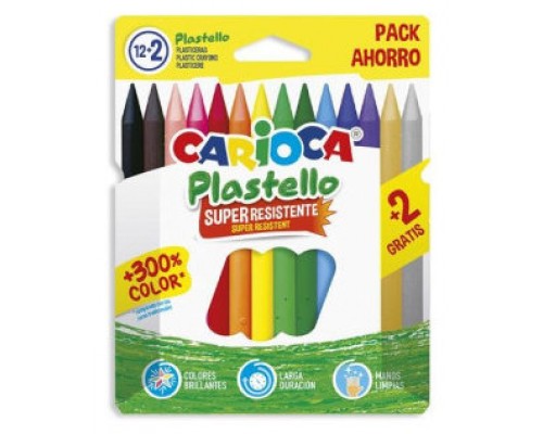 CAJA 12+2 PLASTICERA COLORES SURTIDOS PLASTELLO CARIOCA 42714 (Espera 4 dias)