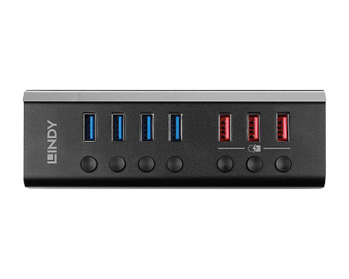 Lindy 43371 hub de interfaz USB 3.2 Gen 1 (3.1 Gen 1) Type-B 5000 Mbit/s Negro (Espera 4 dias)
