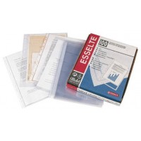 CAJA 100 FUNDAS POLIPROPILENO MULTITALADRO FORMATO FOLIO 80 MICRAS 16 TALADROS CRISTAL ESSELTE 46106 (Espera 4 dias)