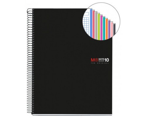 CUADERNO ESPIRAL NB-18 A5 200 HOJAS 5X5MM POLIPROPILENO NEGRO MIQUELRIUS 47044 (Espera 4 dias)