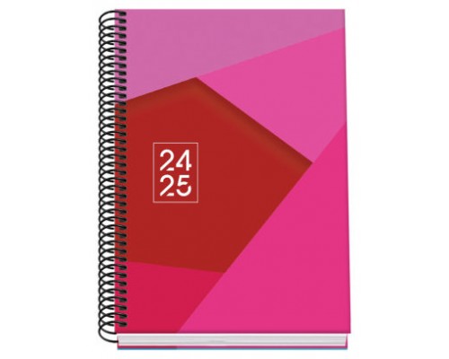 AGENDA ESCOLAR 2024-2025 TAMAÑO A5 TAPA CARTON FORRADO  DÍA PÁGINA TANGRAM BASIC ROSA DOHE 51741 (Espera 4 dias)