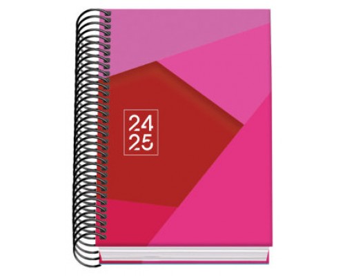 AGENDA ESCOLAR 2024-2025 TAMAÑO A6 TAPA CARTON FORRADO  DÍA PÁGINA TANGRAM BASIC ROSA DOHE 51749 (Espera 4 dias)