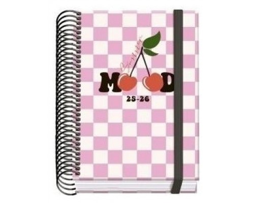 AGENDA ESCOLAR 2025-2026 TAMAÑO A6 TAPA CARTON FORRADO DÍA PÁGINA PRIME CHERRY DOHE 52048 (Espera 4 dias)