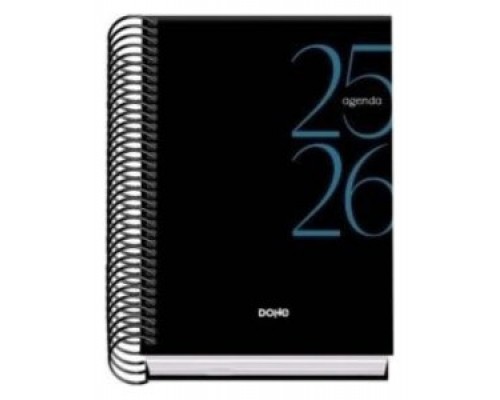 AGENDA ESCOLAR 2025-2026 TAMAÑO A6 TAPA CARTON FORRADO DÍA PÁGINA MODELO SYSTEM BASIC NEGRO DOHE 52067 (Espera 4 dias)