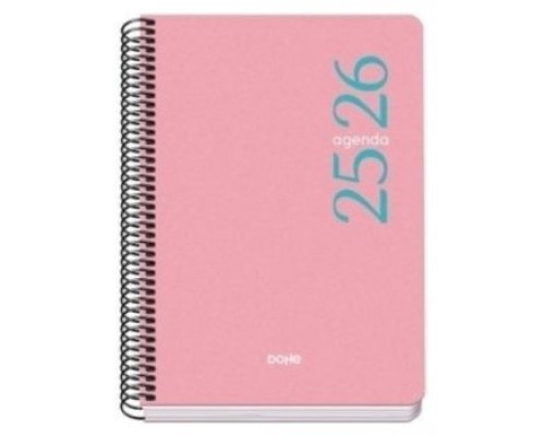 AGENDA ESCOLAR 2025-2026 TAMAÑO A5 TAPA POLIPROPILENO DÍA PÁGINA MODELO ESENCIAL BASIC ROSA DOHE 52073 (Espera 4 dias)