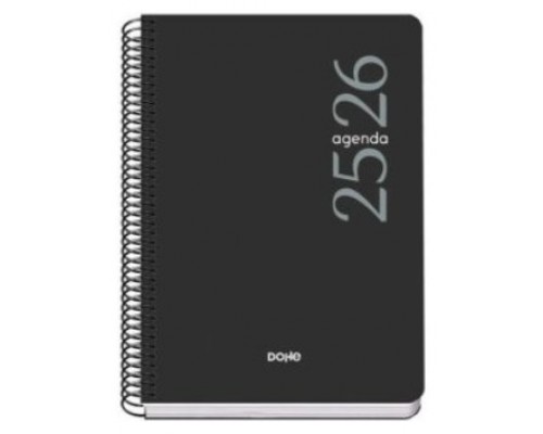 AGENDA ESCOLAR 2025-2026 TAMAÑO A5 TAPA POLIPROPILENO DÍA PÁGINA MODELO ESENCIAL BASIC NEGRO DOHE 52075 (Espera 4 dias)