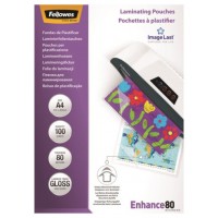 PACK 100 BOLSAS PLASTIFICACION 80 MICRAS A4 216X303 FELLOWES 5306114 (Espera 4 dias)