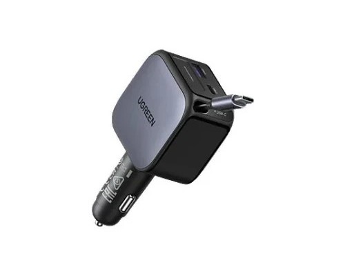 UGREEN 60W 2C1A FAST CAR CHARGER WITH RETRACTABLE USB-C CABLE (Espera 4 dias)