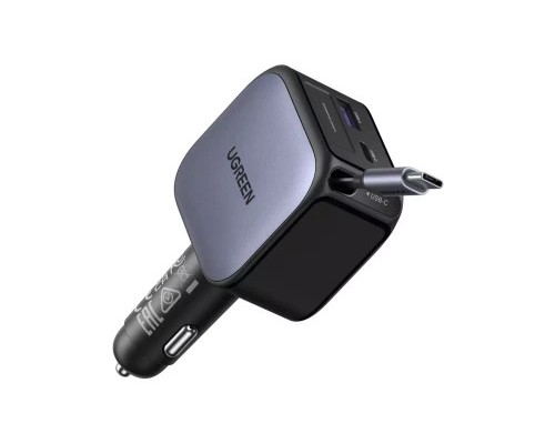 UGREEN 90W 2C1A FAST CAR CHARGER WITH RETRACTABLE USB-C CABLE (Espera 4 dias)