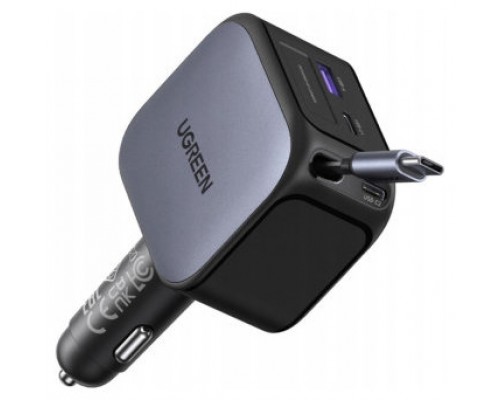UGREEN 145W 3C1A FAST CAR CHARGER WITH RETRACTABLE USB-C CABLE (Espera 4 dias)