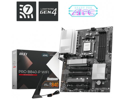 PLACA MSI PRO B840-P WIFI,AMD,AM5,B840,4DDR5,USB TYPE-C,WIFI,AURA,ATX (Espera 4 dias)