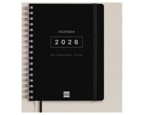 AGENDA 16 MESES SEPTIEMBRE 2025-DICIEMBRE 2026 TEMPUS 4º 155X212 SEMANA VISTA VERTICAL NEGRO+ FINOCAM 626600126 (Espera 4 dias)
