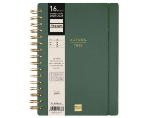 AGENDA 16 MESES SEPTIEMBRE 2025-DICIEMBRE 2026 HAIKU E10-155X212 SEMANA VISTA HORIZONTAL VERDE+ FINOCAM 627400226 (Espera 4 dias)