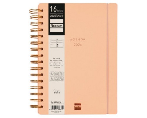AGENDA 16 MESES SEPTIEMBRE 2025-DICIEMBRE 2026 HAIKU E10-155X212 SEMANA VISTA HORIZONTAL CORAL+ FINOCAM 627400326 (Espera 4 dias)